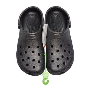Crocs Classic Black Glitter Clogs Women's Size 12 Shoes 205942-0WH unisex